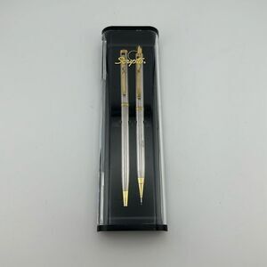 Scripto B-324 Pen and Pencil Gift Set - Chrome with Gold Trim